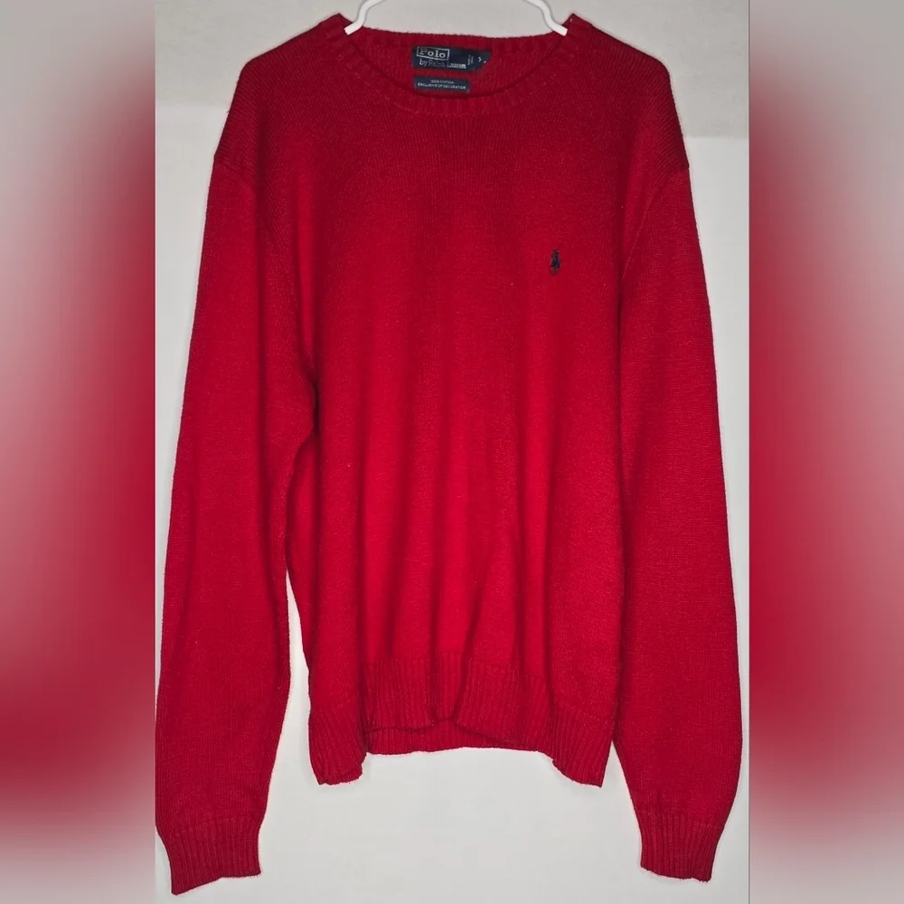 Polo Ralph Lauren Knit Sweater Red 100% Cotton Crewneck - Men’s Size XL
